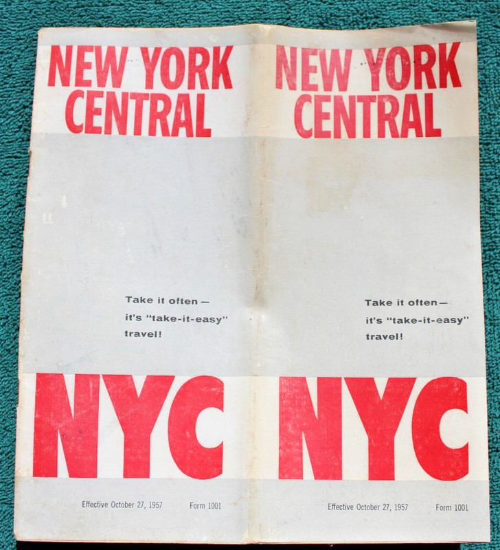 1957 New York Central Railroad NYC Timetable Buffalo Rochester Albany Railway