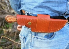 HANDMADE PURE LEATHER HAND CRAFTED BELT SHEATH HOLSTER FOR FIXED BLADE KNIFE