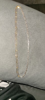 925 Silber 2 Ton Büroklammer Kette 16 Zoll. Gold über und Silber 