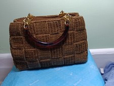 Rare Vtg Warren Reed's Purse With Tortoise Looking Handles, Made In Italy