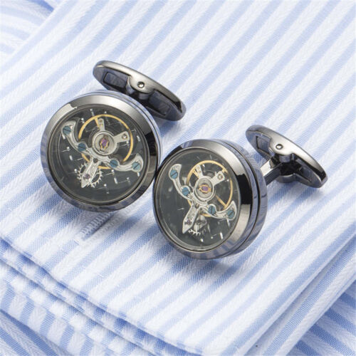 Funktionelle Tourbillon mechanische Uhr Manschettenknöpfe französische Manschettenknöpfe Herren Manschettenknöpfe - Bild 2 von 16