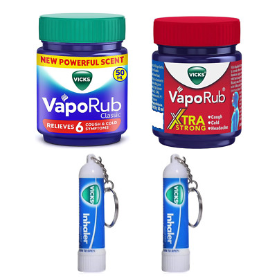 Vicks VapoRub Complete Bundle Cold Cough Headache & Body Ache 1.76oz/50ml &0.5ml