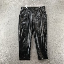 A New Day Faux Leather Pants Womens 14 Actual 35x27 Black High Rise Reptile