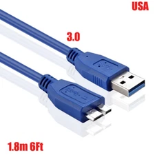 1.8m 6Ft Blue USB 3.0 A Male to Micro B Male SuperSpeed Cable Adapter