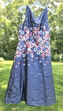 Loft grey silver pretty floral dress size 12 NWT