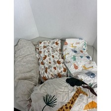 Lot of 4 Safari Jungle Animal Print Fitted Crib Sheets Zebra Elephant Giraffe