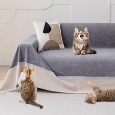 Cat Scratch Furniture Protector - Anti-Slip, Loveseat 118"X91" Dark Gray