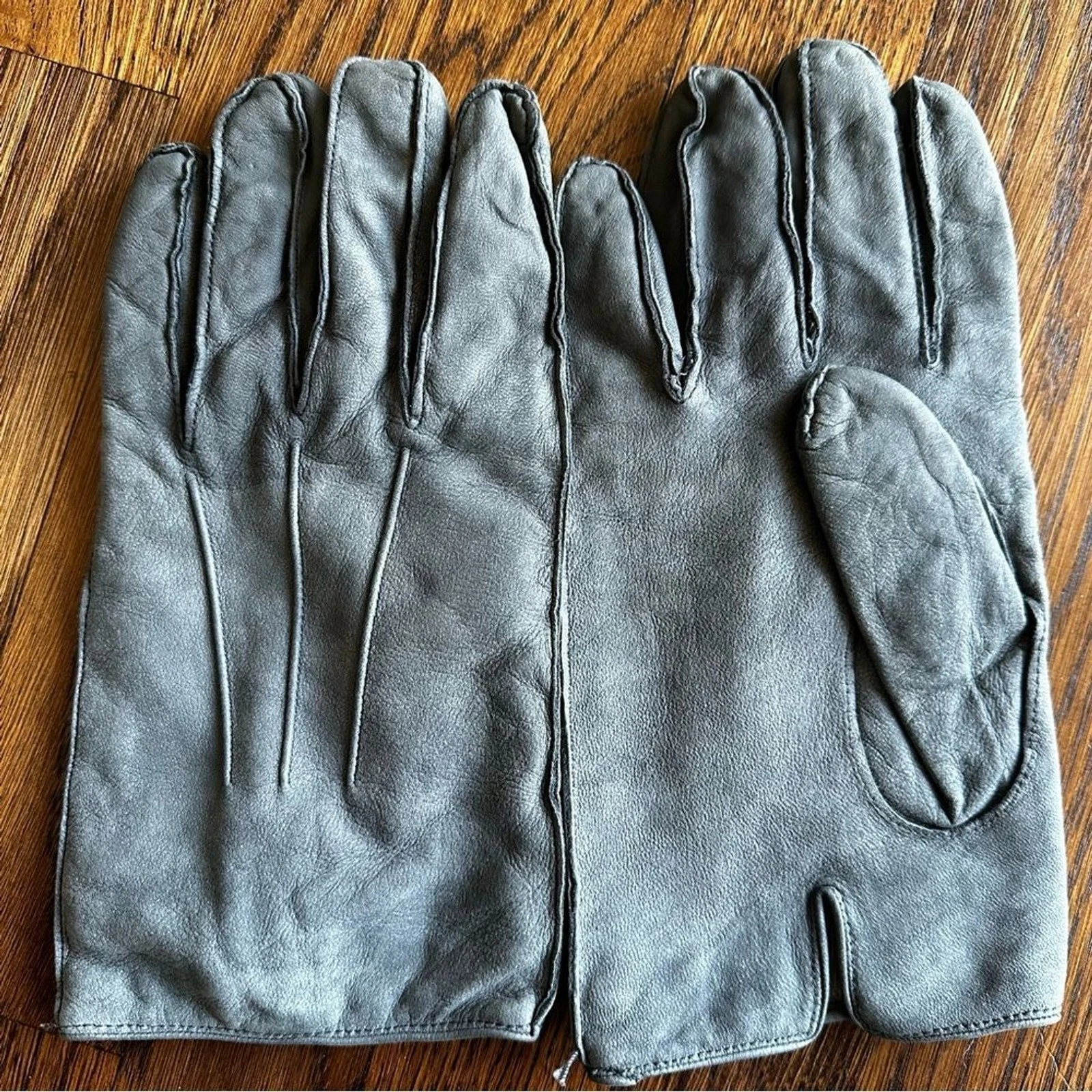 Men's 100% Cashmere-Lined Gray Genuine Leather Suede Gloves Size M | Luxury