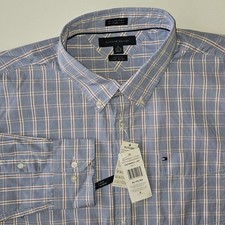 Tommy Hilfiger Men Long Sleeve Custom Fit Button Down Plaid Casual XL