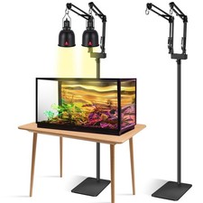 DXOPHIEX Dual Reptile Lamp Stand Reptile Light Stand with Two Flexible Bracke...