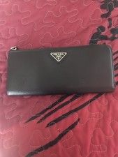 PRADA SAFFIANO LEATHER LONG ZIP AROUND WALLET BLACK