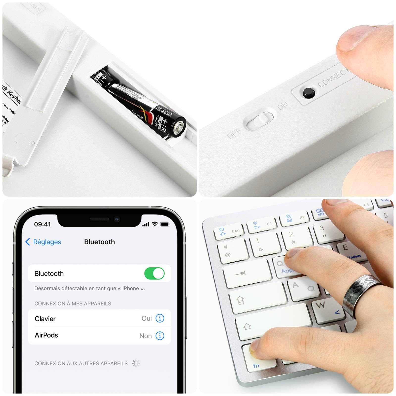 Clavier AZERTY Bluetooth Avizar compact pour le télétravail nomade
