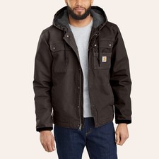 Carhartt Men's Washed Duck Dark Brown Sherpa Utility Jacket