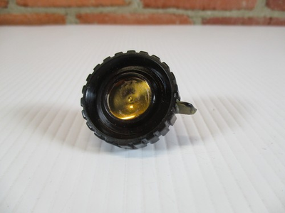 #ad Vintage Pointer Knob Black Plastic Brass Center 1 3 8quot; Wide Philco RCA Zenith $16.50