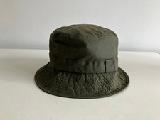 BARBOUR VTG SPORTS HAT GREEN WAX COTTON PLAID LINING SIZE LARGE 22"