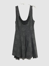 Free People Women's Fit Flare Dress Sz M Black Grey Rock Princess Rose Tulle