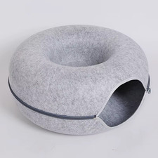Donut Cat Bed Pet Cat Interactive Game Toy Cat Bed Dual-Use Tunnel Bed with Felt