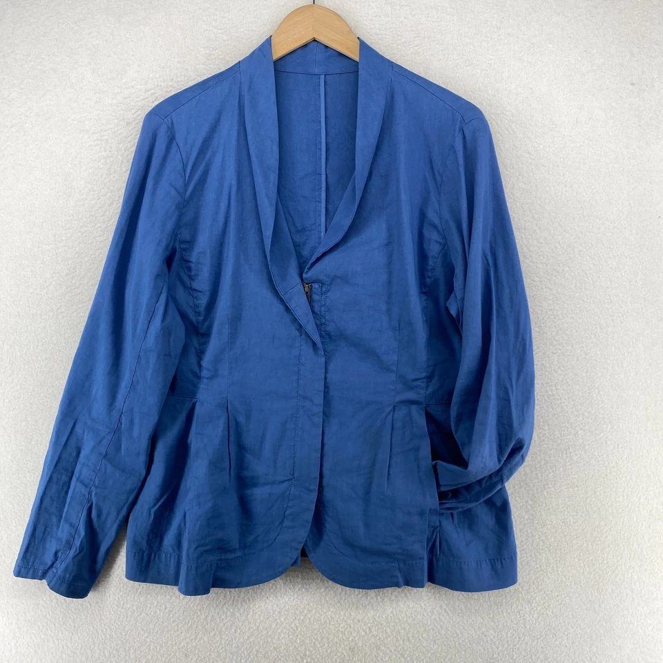 Blazer EILEEN FISHER L Blazer Lino Orgánico Elastizado Cremallera Blazer Azul Foto 2 de 4