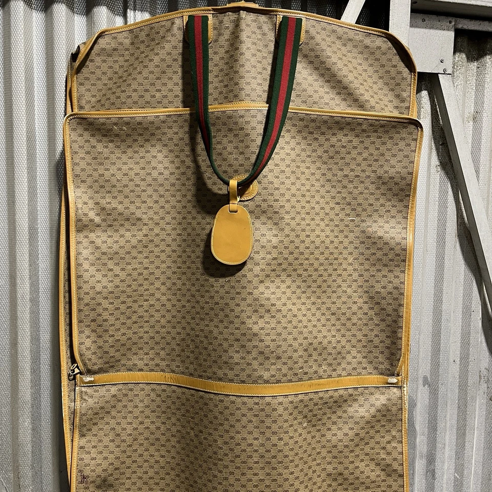 Gucci GG Plus Monograma Ropa de Viaje Traje Bolso Transportador con Percha De Colección Años 80 Foto 2 de 4