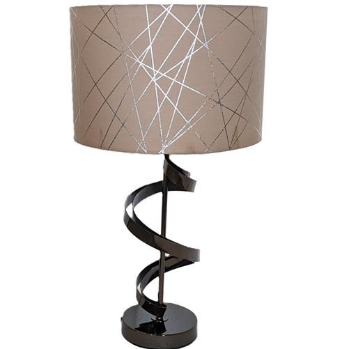 Litecraft Table Lamp Spiral Base With Geometric Shade - Black Chrome Clearance