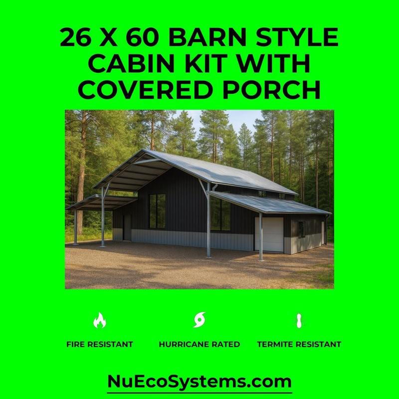 U.S. Made Fire Resistant 26 X 34 Cabin, Barndominium or Steel Home Kit - thumbnail 9