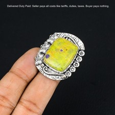 925 Sterling Silver Atlantisite Gemstone Solitaire Statement Wife Ring Size 6.5