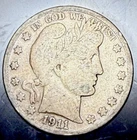1911-S San Francisco Mint Silver Barber Half Dollar Very Good+