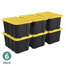 6 Pack Sterilite Large Storage Bin, 27 Gallon Durable Plastic Storage Tote