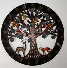 Tree Of Life Wall Art Hencely Metal Black Round Deer Fox Owl Decor