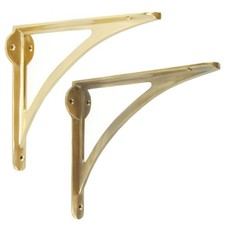 LARGE SOLID BRASS  SHELF BRACKETS VINTAGE ARCH ANTIQUE CAST METAL WALL SUPPORTS