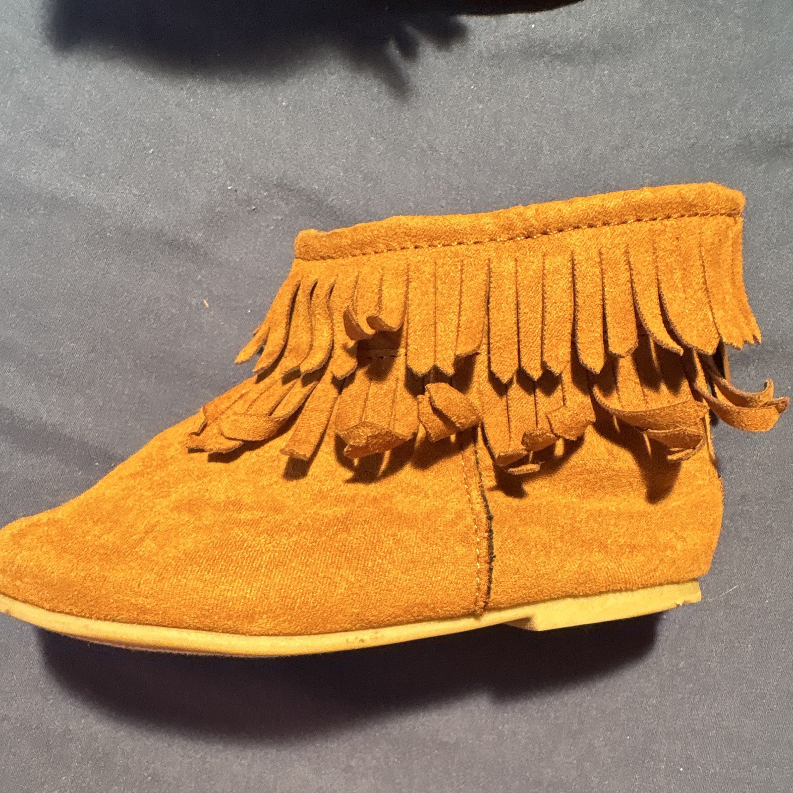 Garanimals Unisex Kids Brown Suede Fringe Ankle Boots Zip Flat Heel US 6 image 2