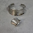 Breuning Sterling Silver Modernist Cuff bracelet with Matching Pendant