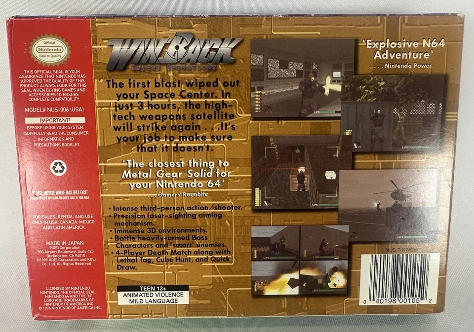 WINBACK COVERT OPERATIONS - NINTENDO 64 N64 - COMPLETE IN BOX *TESTED & WORKING* - Image 4 of 4