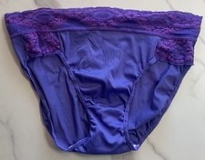 VTG Henson Kickernick Sz 6 Bikini Panties Lace trim Blue Purple 2244