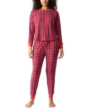 Gap GapBody Women's Packaged Ribbed Printed Jogger Pajama Set - Hawaiiain Red Pl
