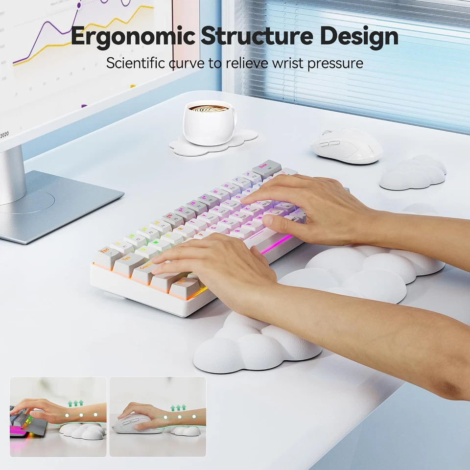 Cloud Wrist Rest Set, Ergonomic Keyboard Wrist Rest and Mouse Pad with Wrist Sup - Image 2 of 4