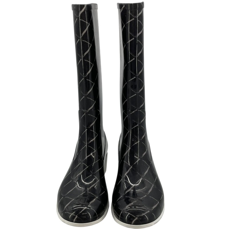 Chanel Matelasse Quilted Rain Boots Black Size 37 US About7 For Women thumbnail 24
