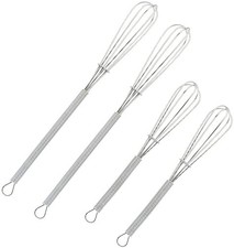 Wingsflying 4 Pack Mini Wire Kitchen Whisks Small Egg Whisk Gravy Silver