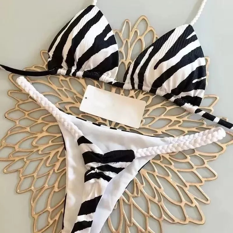 Mocro String Bikini Zebra Weiß Schwarz Sexy Mit Micro String Av Und Schnürsenkel ...