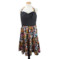 Women's Mexican Art Skull Polka Dot Halter Dress Artsy Rockabilly Retro Small?