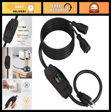 3 Prong 2-Way Extension Cord with ON/OFF Switch, Y-Splitter, 6FT, 14AWG/18AWG