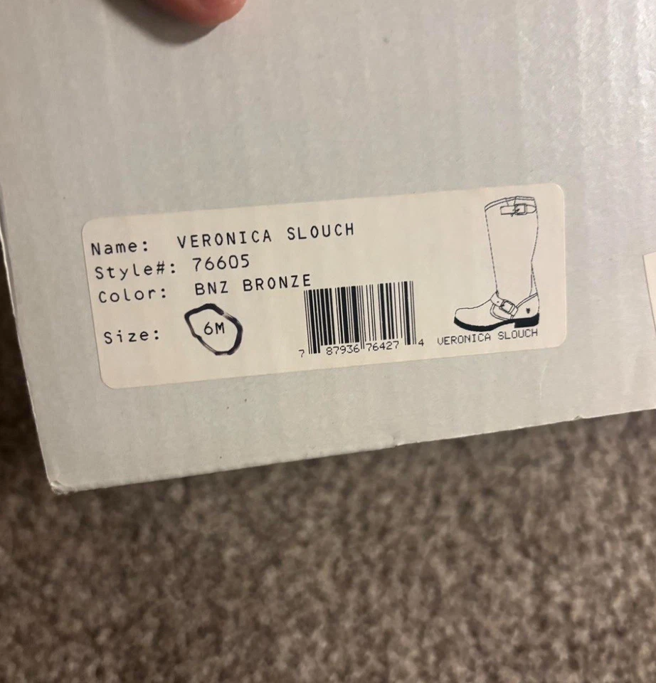 Botas desleixadas FRYE Veronica tamanho 6 Bnz couro bronze estilo 76605 - Imagem 4 de 4