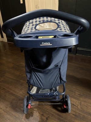 Century Navy Blue Plaid Folding Single Stroller Seat for Infant Toddler