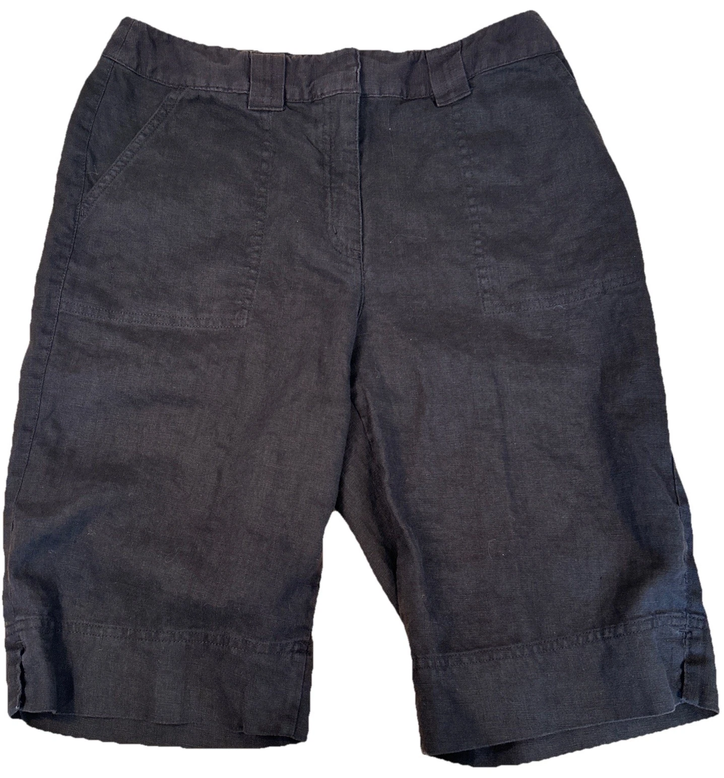 Linen Shorts Women's 8 Black Pockets Zip & Button Closure Westbound Nice
