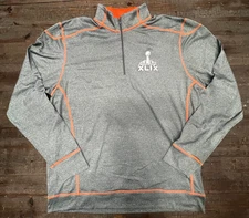 Super Bowl XLIX (49) 1/4 Zip Shirt L Patriots Seahawks 2015 Cutter & Buck DryTec