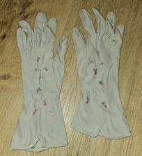 Vintage Mid Century van Raalte Fauntex Ladies Floral Embroidered Gloves Size 7