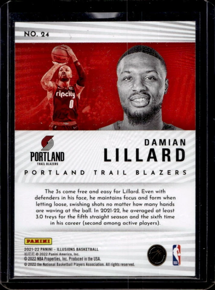 2021-22 Illusions Damian Lillard Intriguing Players Orange #24 Trail Blazers - Image 2 of 2