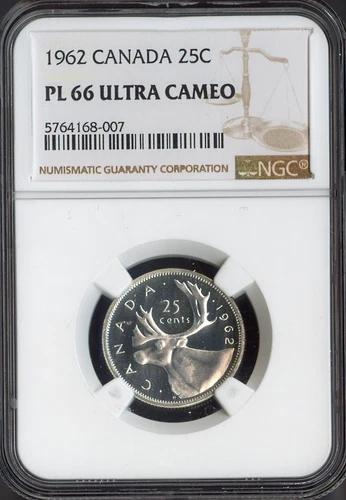 1962 Canada 25 Cents Silver 25C NGC PL66 Ultra Cameo Quality