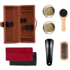 7pc Shoe Cleaning Kit, Boot & Shoe Brush Polish Care Set for Brown/Black Leather