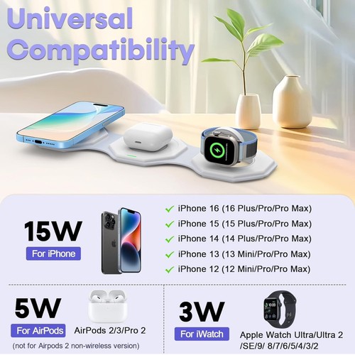 3-in-1 Foldable Wireless Charger for iPhone: Compact Charging Station Magnetic - Picture 5 of 10